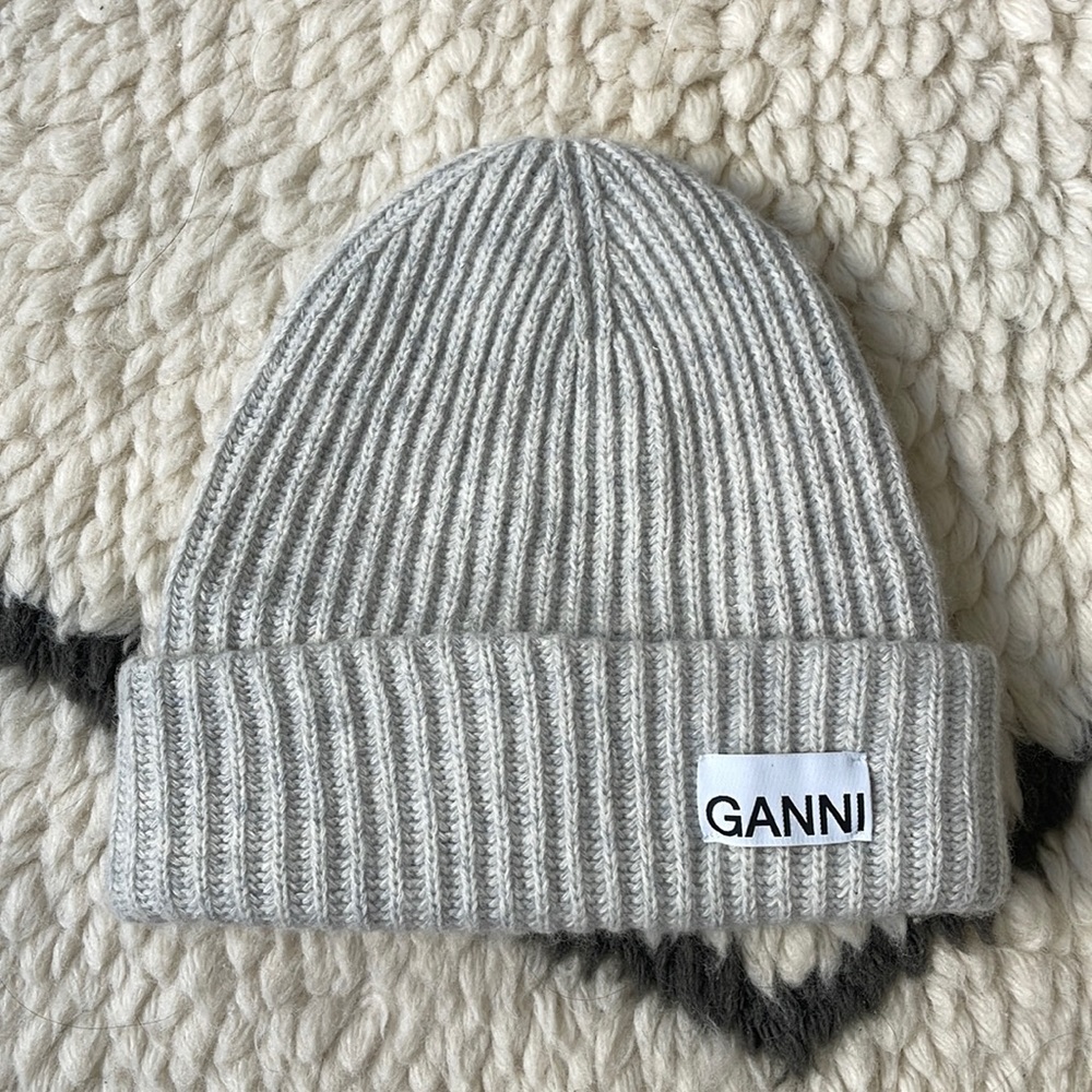 GANNI Ribbed Beanie - Paloma Melange